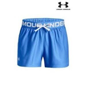 Under Armour Youth Large Blue HeatGear Athletic Shorts With Logo Waistband